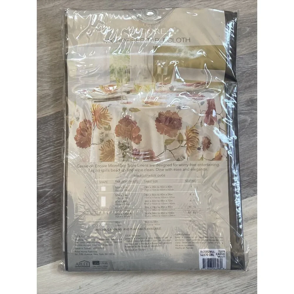 Arlee Home Fashions Multi Color Barrett Microfiber Tablecloth OBLONG 52”x70”